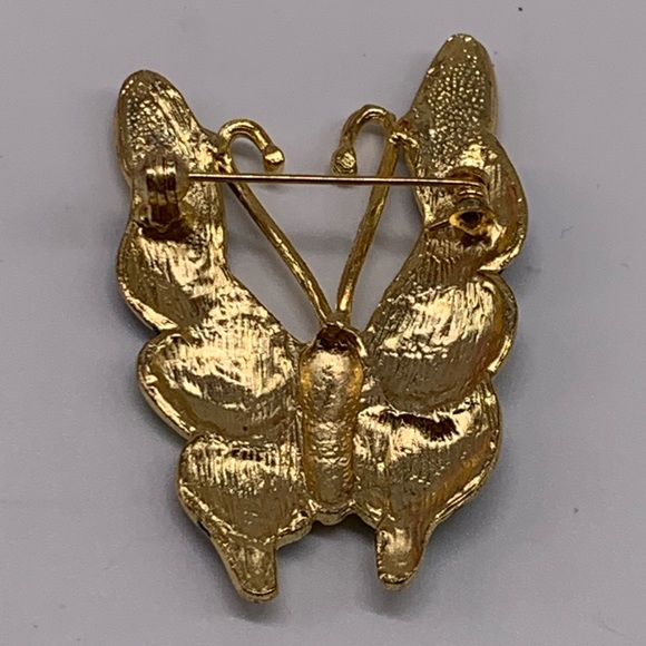 Vintage Butterfly Brooch Figural Enamel Gold Tone - Picture 6 of 6